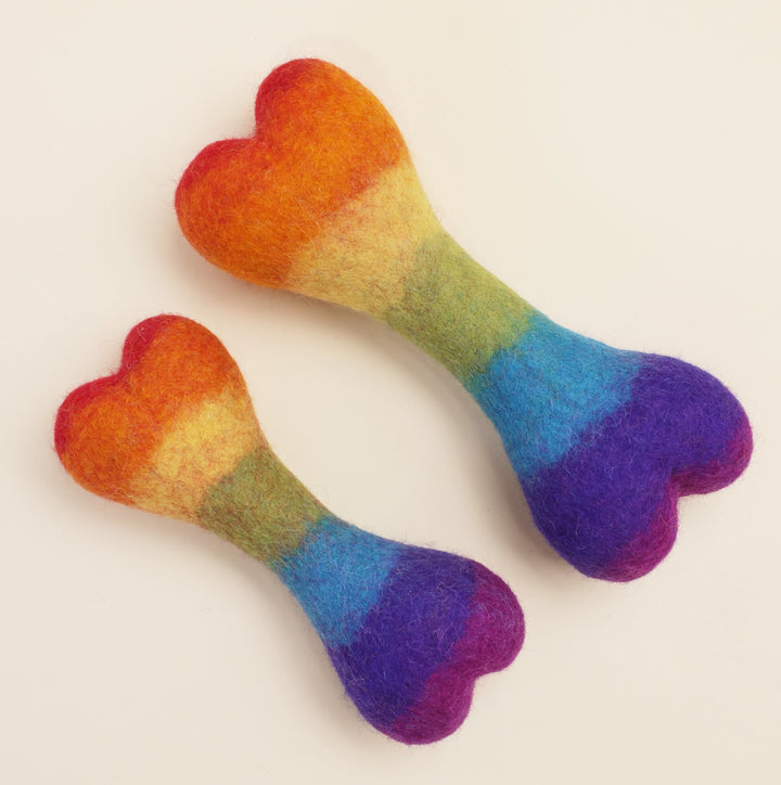 Large Rainbow Wool Bone