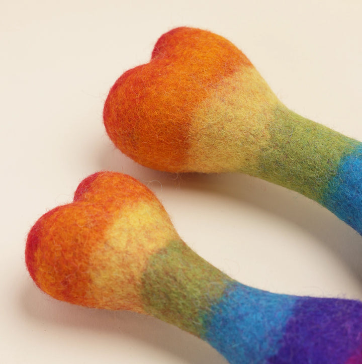 Large Rainbow Wool Bone